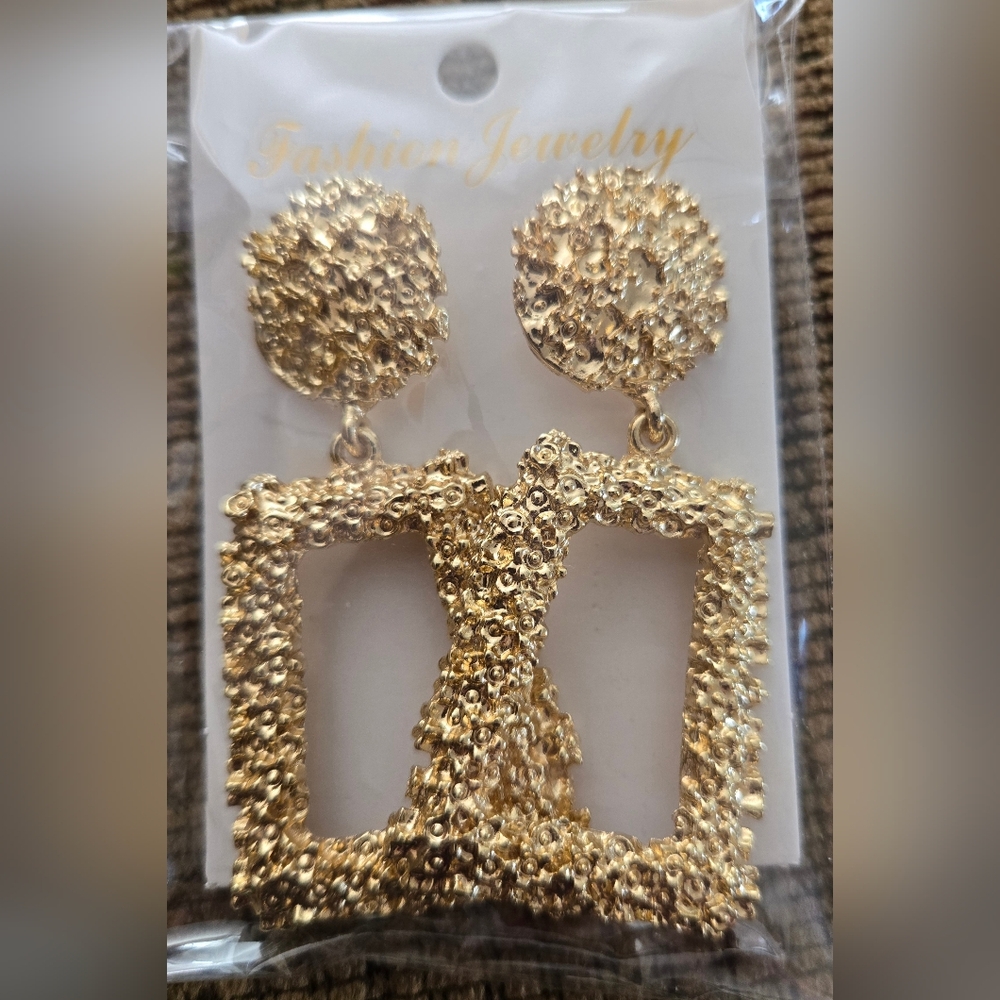 Gold Textured Earrings
